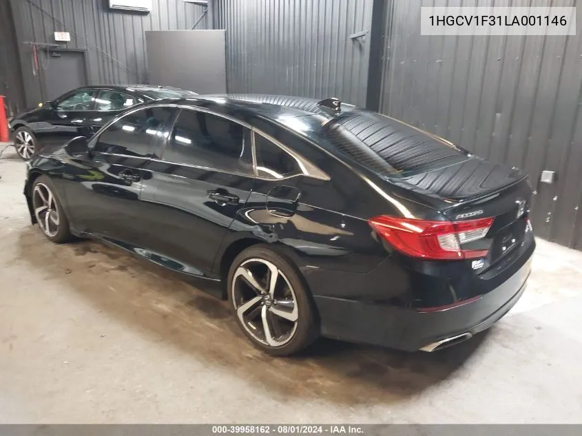 2020 Honda Accord Sport VIN: 1HGCV1F31LA001146 Lot: 39958162