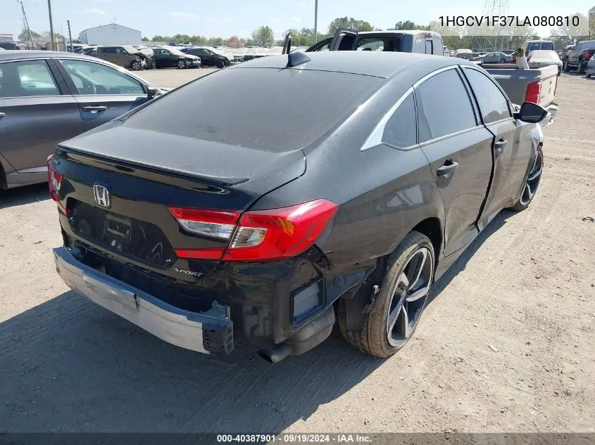 2020 Honda Accord Sport VIN: 1HGCV1F37LA080810 Lot: 40387901