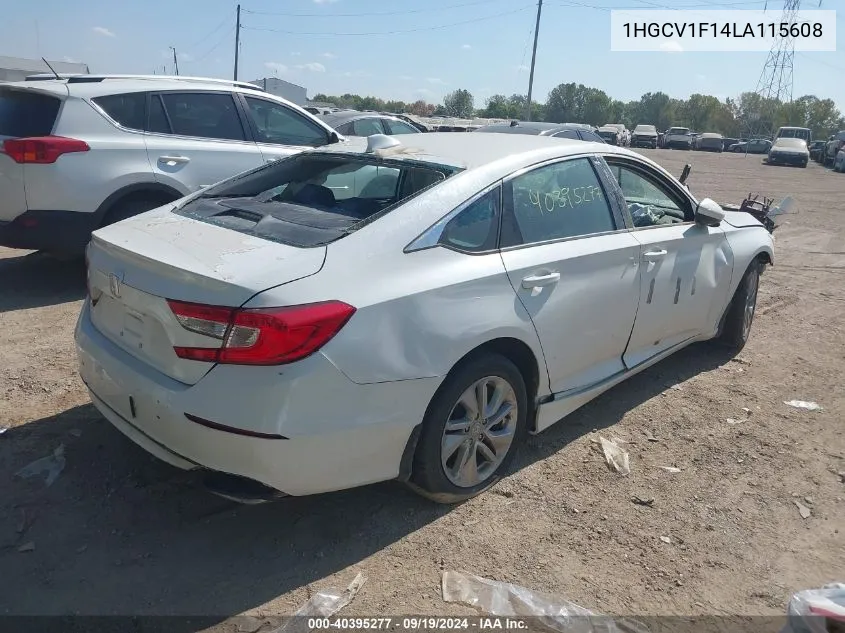 2020 Honda Accord Lx VIN: 1HGCV1F14LA115608 Lot: 40395277