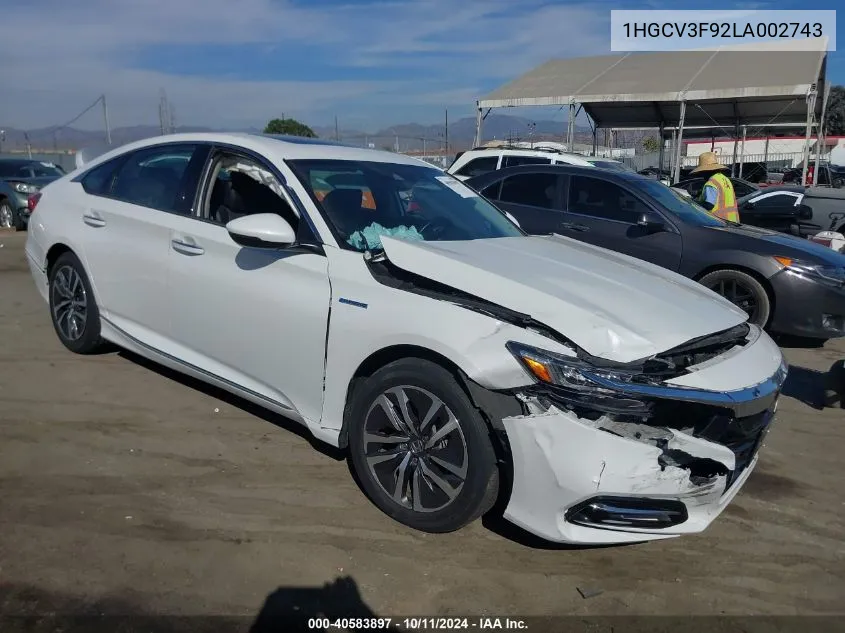 1HGCV3F92LA002743 2020 Honda Accord Hybrid Touring