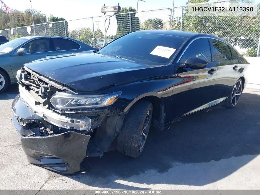 2020 Honda Accord Sport VIN: 1HGCV1F32LA113390 Lot: 40637196