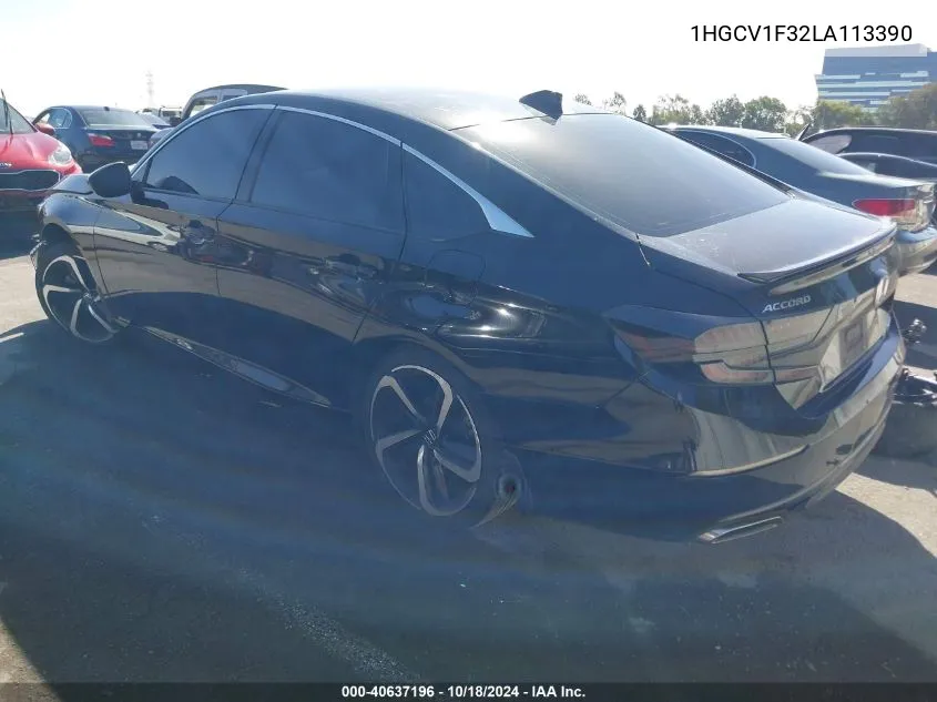 2020 Honda Accord Sport VIN: 1HGCV1F32LA113390 Lot: 40637196