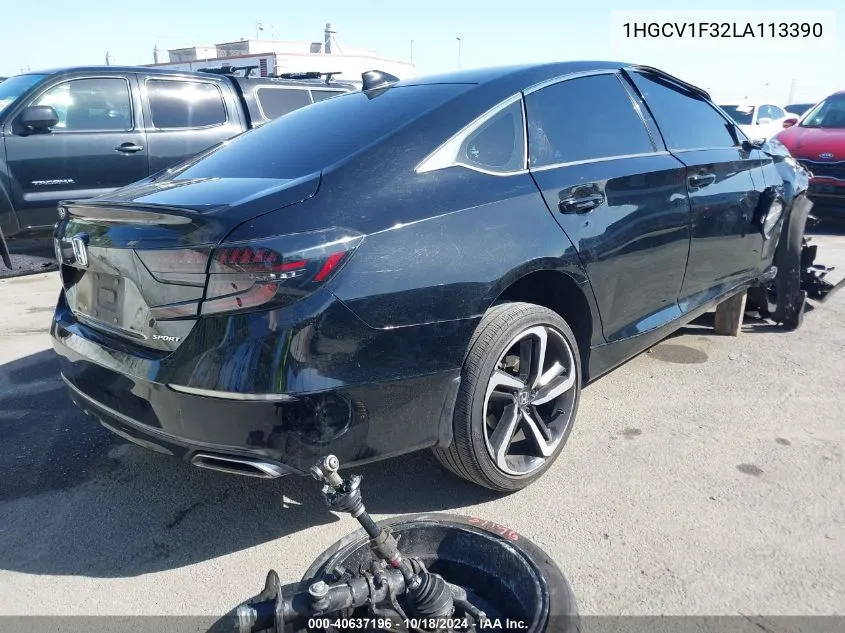 2020 Honda Accord Sport VIN: 1HGCV1F32LA113390 Lot: 40637196