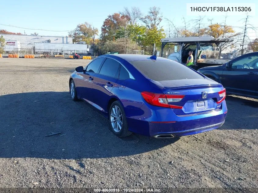 2020 Honda Accord Sport VIN: 1HGCV1F38LA115306 Lot: 40680916