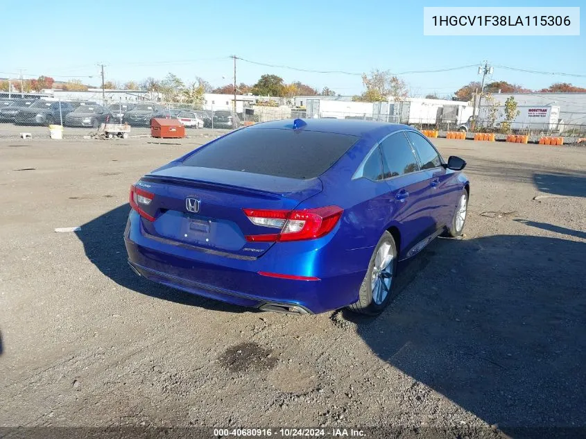 2020 Honda Accord Sport VIN: 1HGCV1F38LA115306 Lot: 40680916