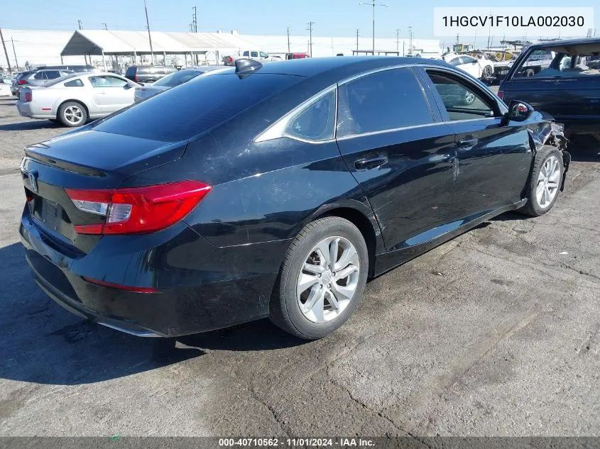 2020 Honda Accord Lx VIN: 1HGCV1F10LA002030 Lot: 40710562