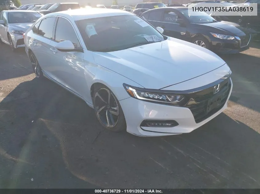 2020 Honda Accord Sport VIN: 1HGCV1F35LA038619 Lot: 40736729