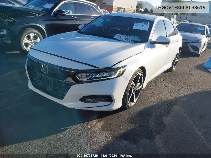 2020 Honda Accord Sport VIN: 1HGCV1F35LA038619 Lot: 40736729