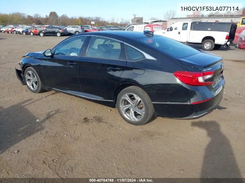 2020 Honda Accord Ex-L VIN: 1HGCV1F53LA077114 Lot: 40784769