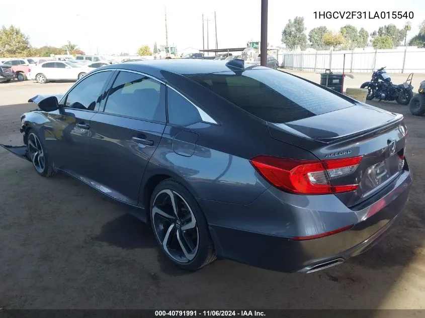 2020 Honda Accord Sport 2.0T VIN: 1HGCV2F31LA015540 Lot: 40791991