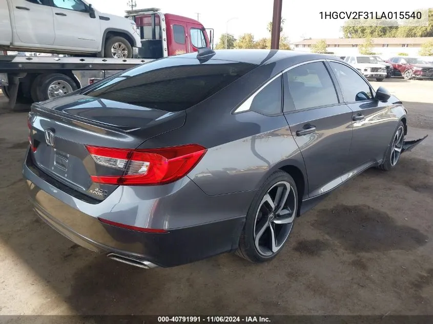 2020 Honda Accord Sport 2.0T VIN: 1HGCV2F31LA015540 Lot: 40791991