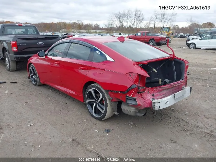 2020 Honda Accord Sport VIN: 1HGCV1F3XLA061619 Lot: 40799340