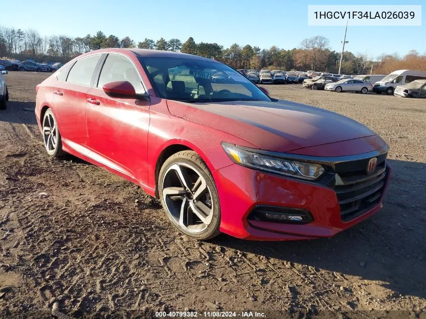 2020 Honda Accord Sport VIN: 1HGCV1F34LA026039 Lot: 40799382