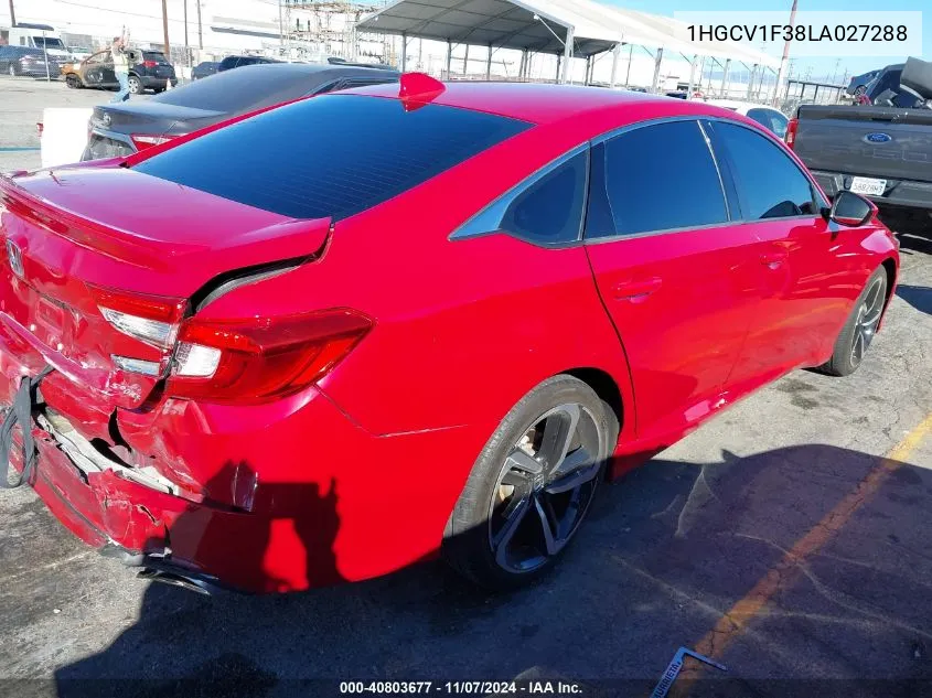 2020 Honda Accord Sport VIN: 1HGCV1F38LA027288 Lot: 40803677