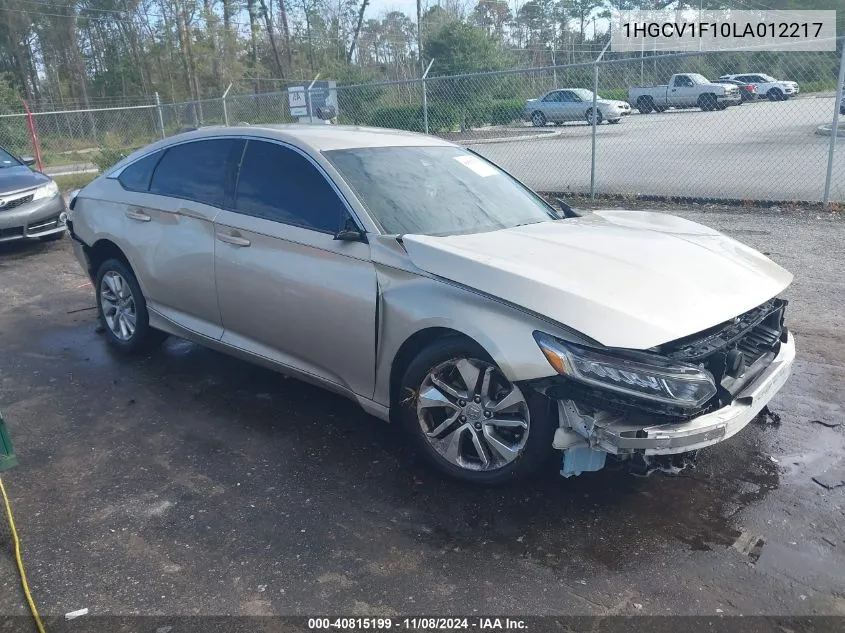 2020 Honda Accord Lx VIN: 1HGCV1F10LA012217 Lot: 40815199