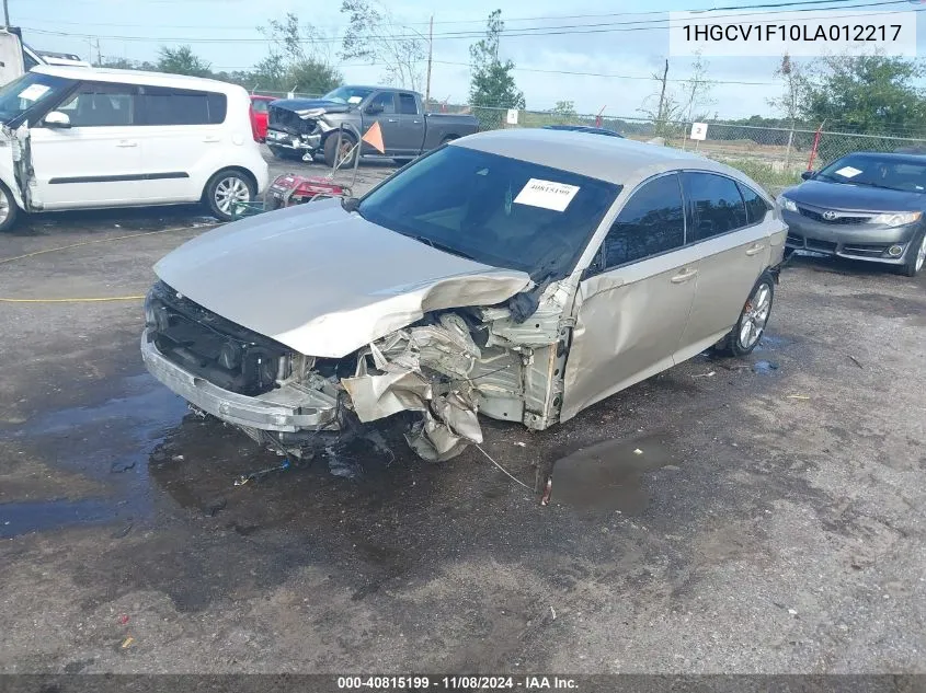 2020 Honda Accord Lx VIN: 1HGCV1F10LA012217 Lot: 40815199