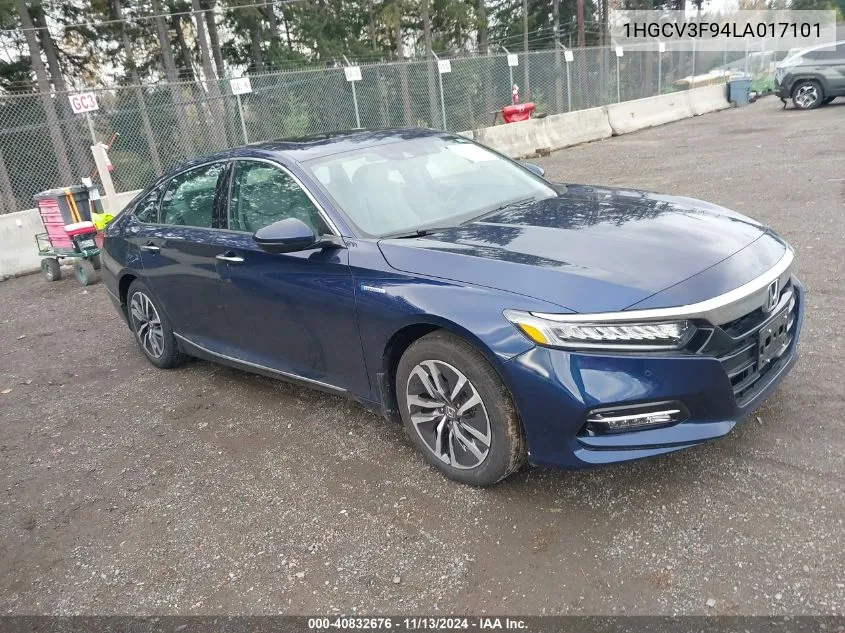 2020 Honda Accord Hybrid Touring VIN: 1HGCV3F94LA017101 Lot: 40832676