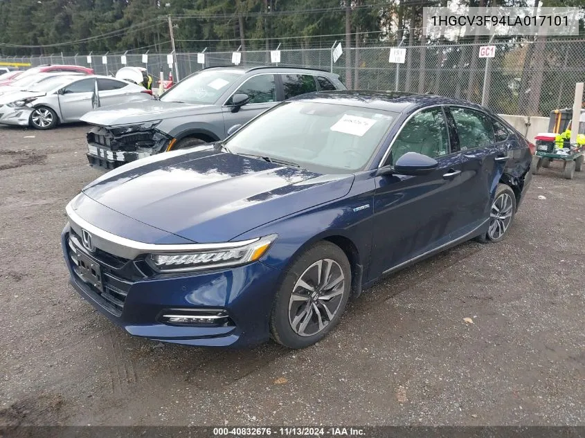 2020 Honda Accord Hybrid Touring VIN: 1HGCV3F94LA017101 Lot: 40832676