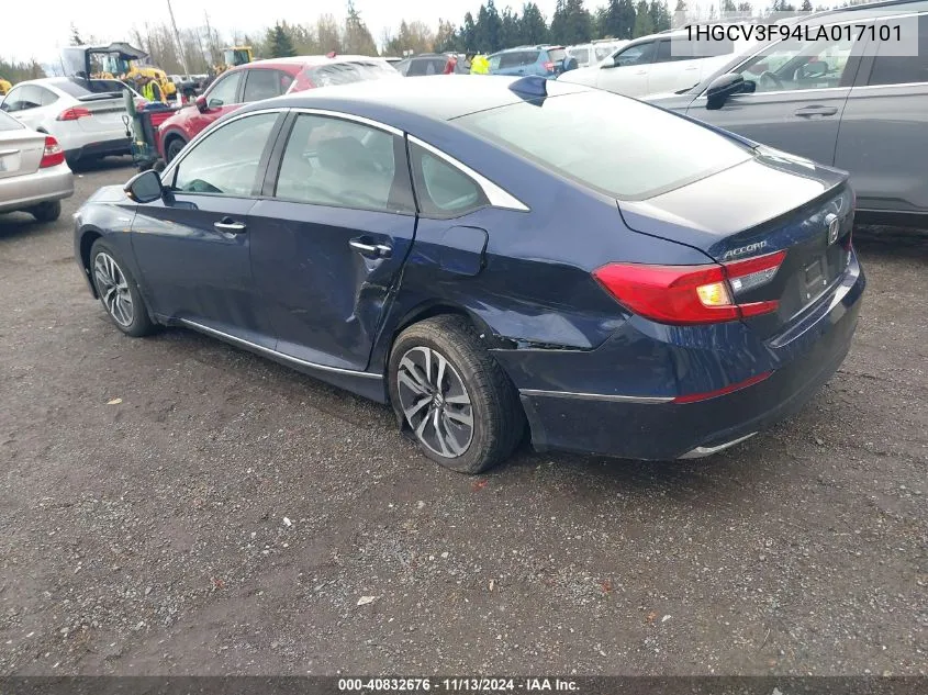 2020 Honda Accord Hybrid Touring VIN: 1HGCV3F94LA017101 Lot: 40832676