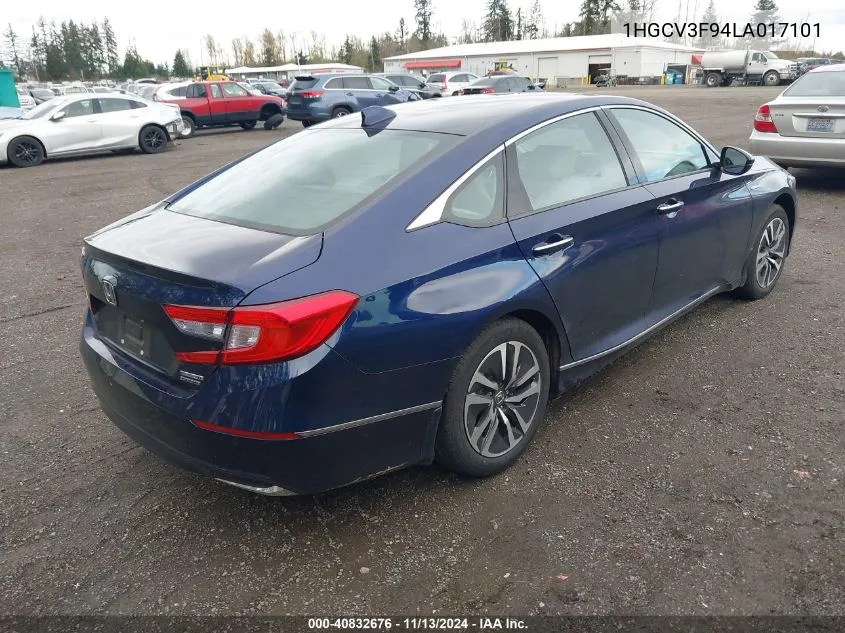 2020 Honda Accord Hybrid Touring VIN: 1HGCV3F94LA017101 Lot: 40832676