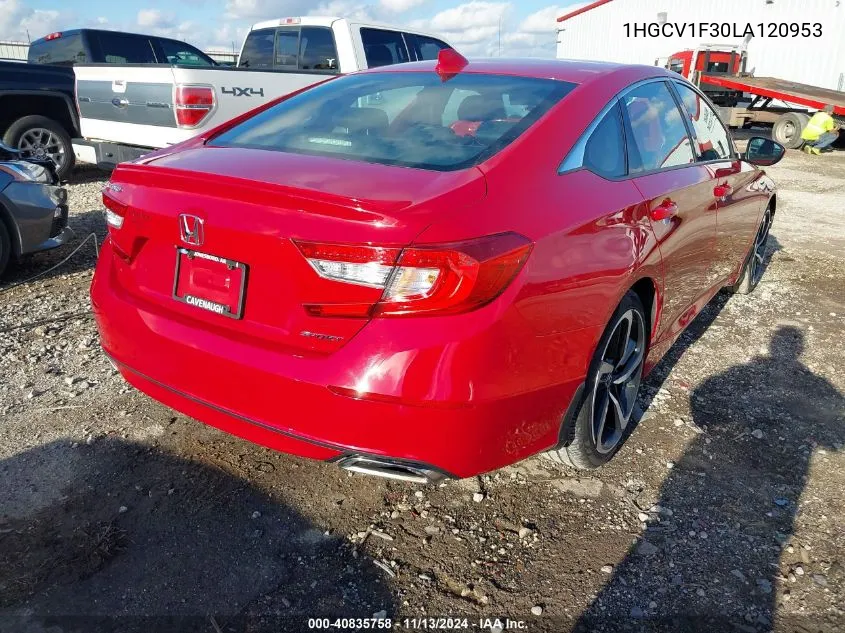 2020 Honda Accord Sport VIN: 1HGCV1F30LA120953 Lot: 40835758