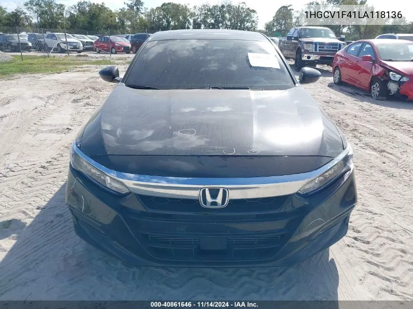 2020 Honda Accord Ex VIN: 1HGCV1F41LA118136 Lot: 40861646