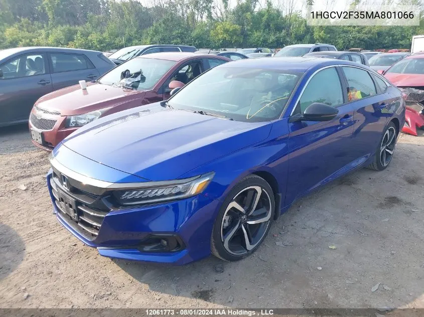 2021 Honda Accord Sedan VIN: 1HGCV2F35MA801066 Lot: 12061773