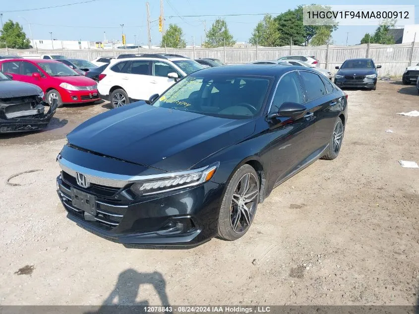 2021 Honda Accord Sedan VIN: 1HGCV1F94MA800912 Lot: 12078843