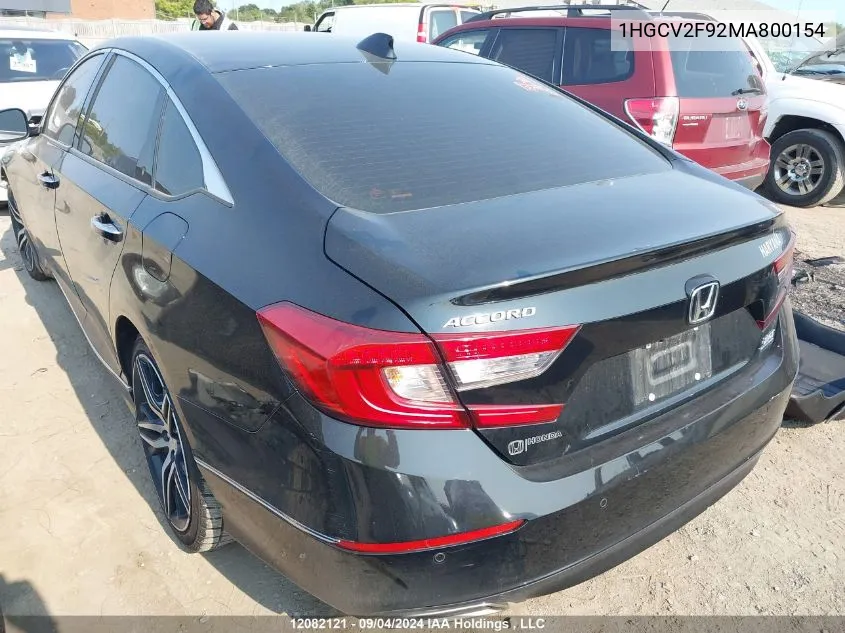 2021 Honda Accord Sedan VIN: 1HGCV2F92MA800154 Lot: 12082121