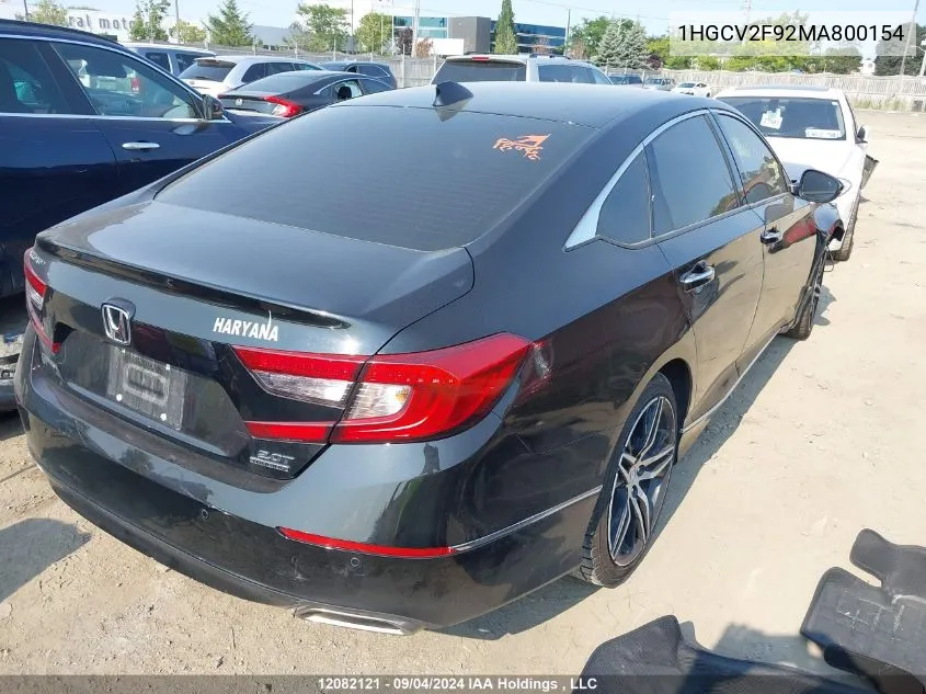 2021 Honda Accord Sedan VIN: 1HGCV2F92MA800154 Lot: 12082121