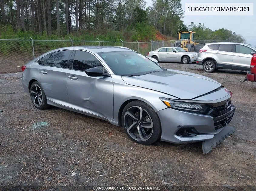 2021 Honda Accord Sport Special Edition VIN: 1HGCV1F43MA054361 Lot: 38906081