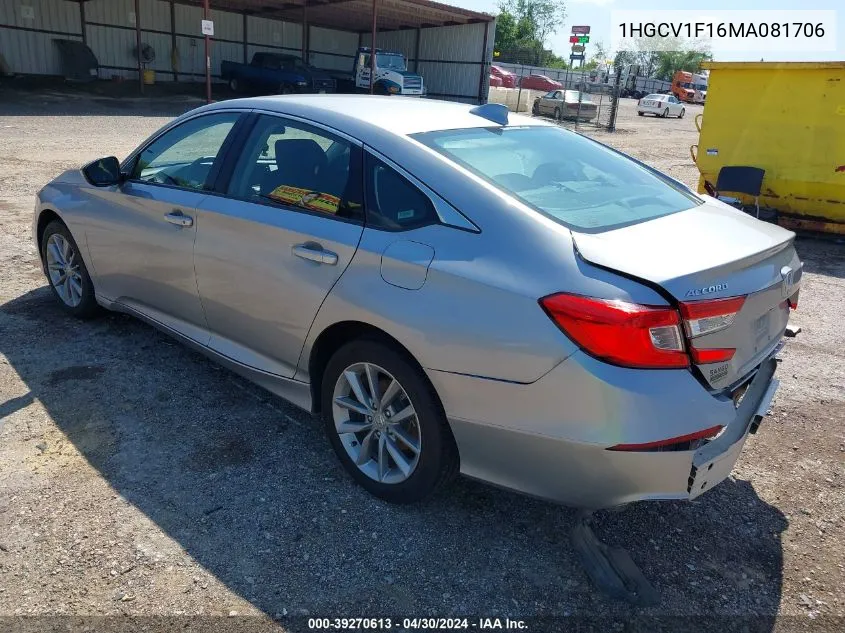 1HGCV1F16MA081706 2021 Honda Accord Lx