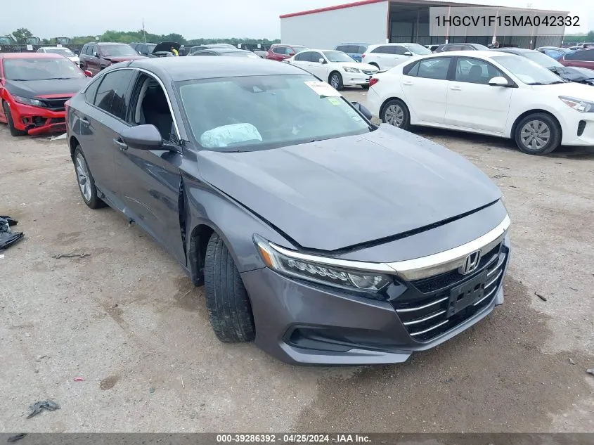 2021 Honda Accord Lx VIN: 1HGCV1F15MA042332 Lot: 39286392