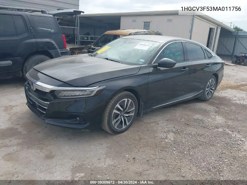 2021 Honda Accord Hybrid Ex-L VIN: 1HGCV3F53MA011756 Lot: 39309672