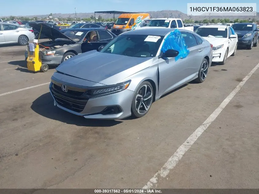 2021 Honda Accord Sport VIN: 1HGCV1F36MA063823 Lot: 39317562