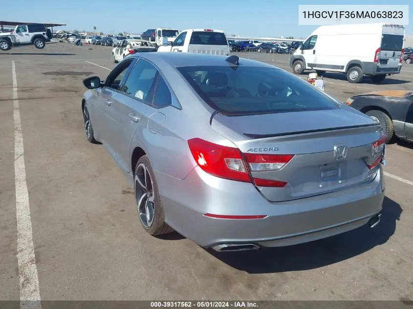 1HGCV1F36MA063823 2021 Honda Accord Sport