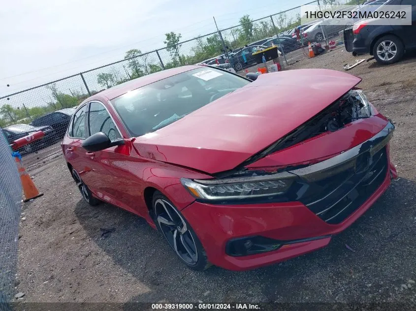 1HGCV2F32MA026242 2021 Honda Accord Sport 2.0T