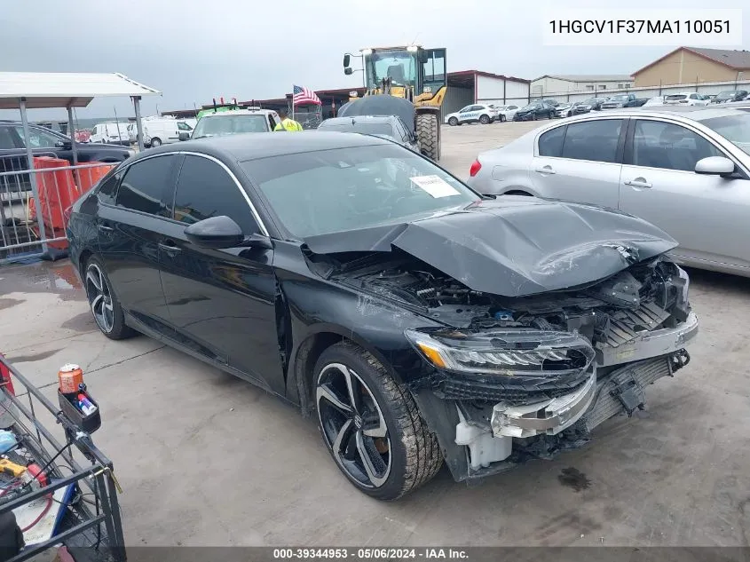 2021 Honda Accord Sport VIN: 1HGCV1F37MA110051 Lot: 39344953