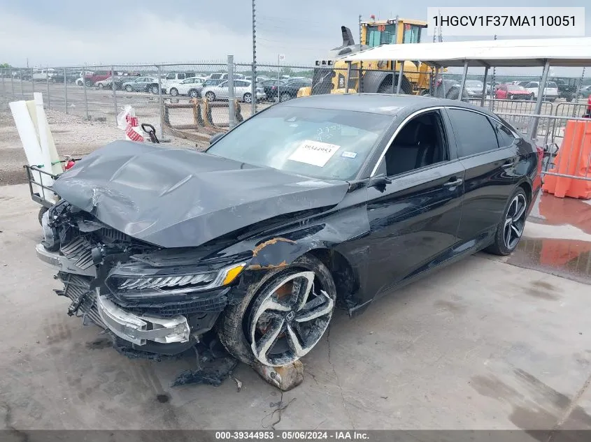 1HGCV1F37MA110051 2021 Honda Accord Sport