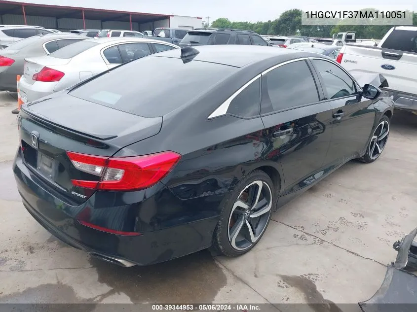 1HGCV1F37MA110051 2021 Honda Accord Sport