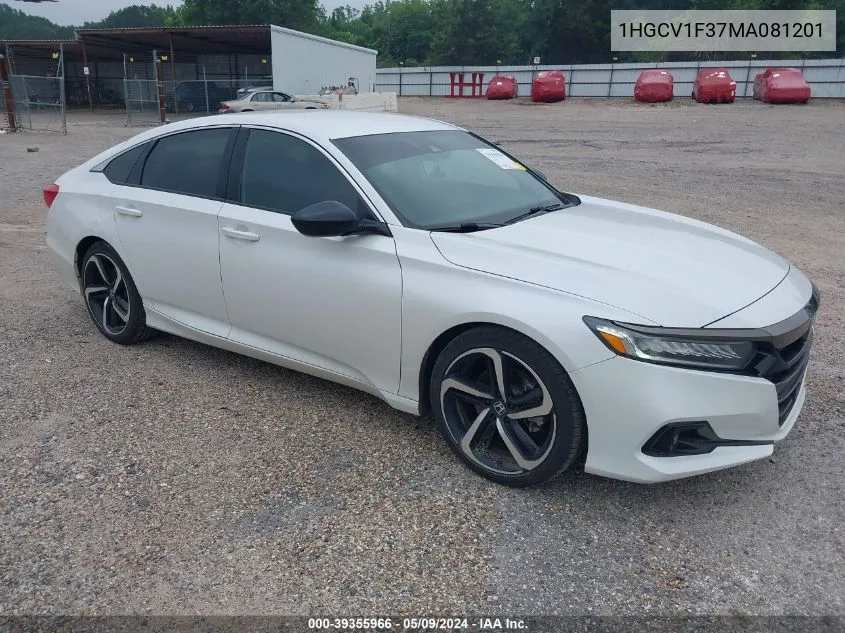 1HGCV1F37MA081201 2021 Honda Accord Sport