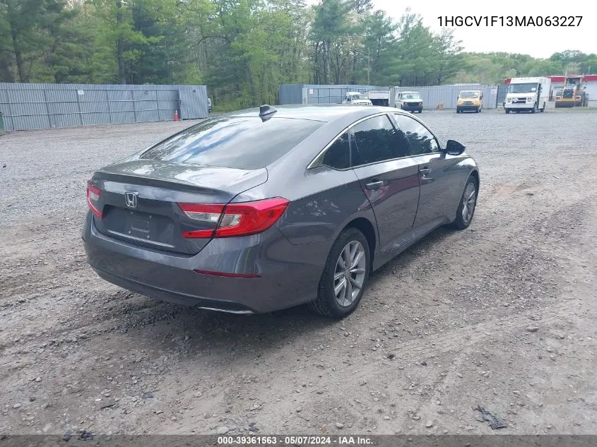 2021 Honda Accord Lx VIN: 1HGCV1F13MA063227 Lot: 39361563