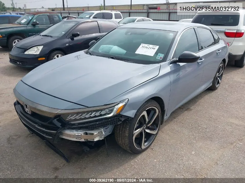 2021 Honda Accord Sport 2.0T VIN: 1HGCV2F35MA032732 Lot: 39362190