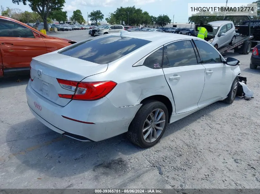 2021 Honda Accord Lx VIN: 1HGCV1F18MA012774 Lot: 39365751