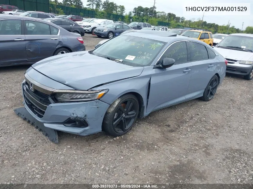 2021 Honda Accord Sport 2.0T VIN: 1HGCV2F37MA001529 Lot: 39370373