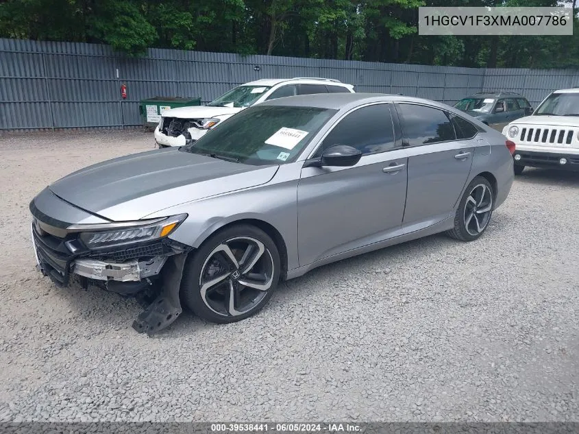 2021 Honda Accord Sport VIN: 1HGCV1F3XMA007786 Lot: 39538441