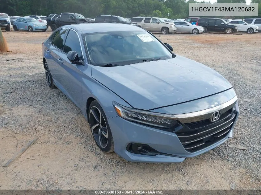 2021 Honda Accord Sport Special Edition VIN: 1HGCV1F43MA120682 Lot: 39638153