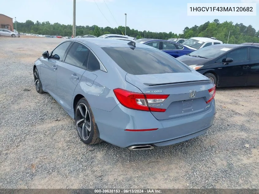 2021 Honda Accord Sport Special Edition VIN: 1HGCV1F43MA120682 Lot: 39638153