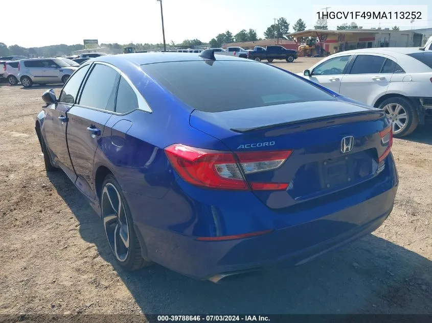 1HGCV1F49MA113252 2021 Honda Accord Sport Special Edition