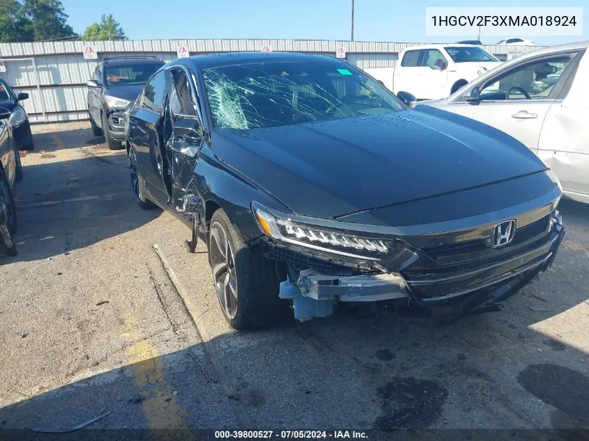 2021 Honda Accord Sport 2.0T VIN: 1HGCV2F3XMA018924 Lot: 39800527